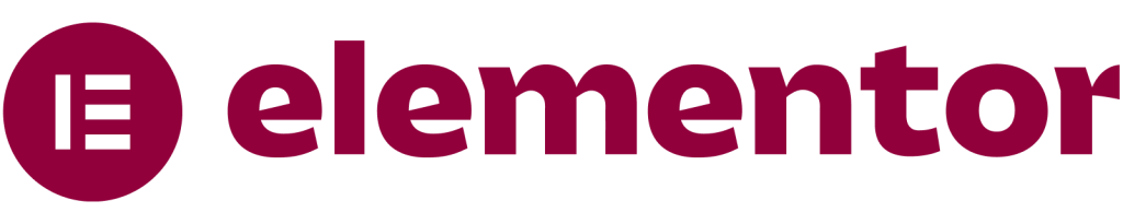 Elementor logo in red, featuring a stylized letter 'E' followed by the word 'elementor' in lowercase letters.