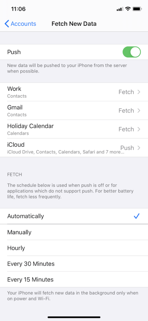 How to manage your fetch and notification settings for your email on an ...