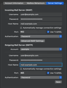 Mac Mail - Server Settings