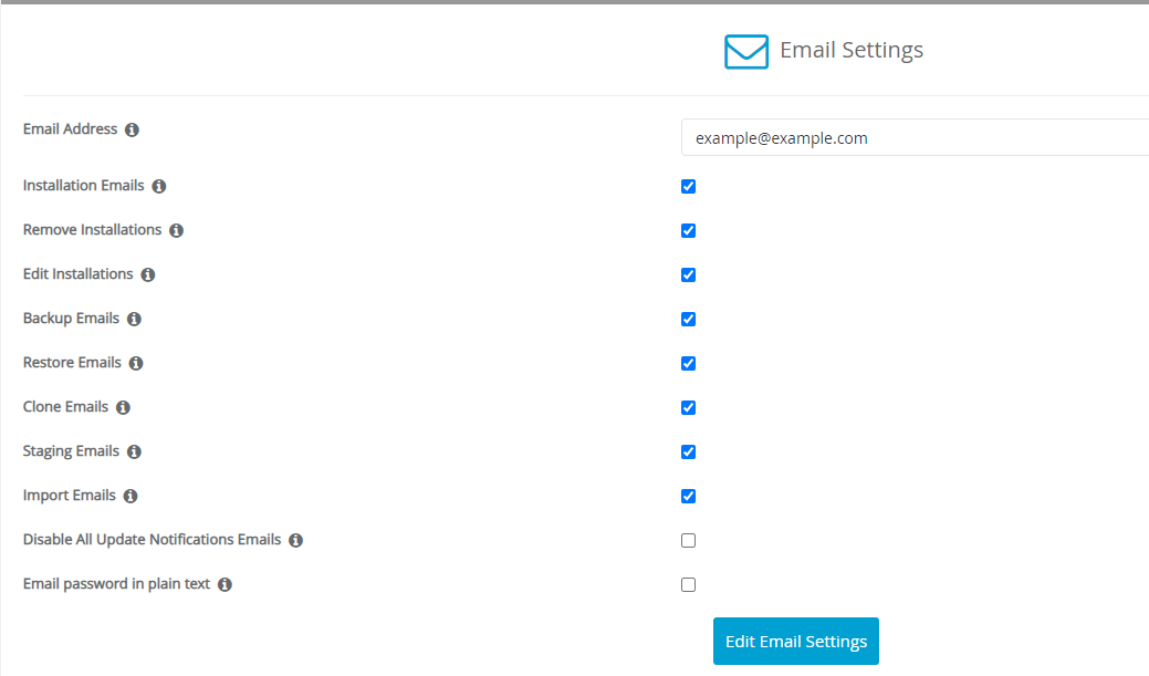 Softaculous Email Settings