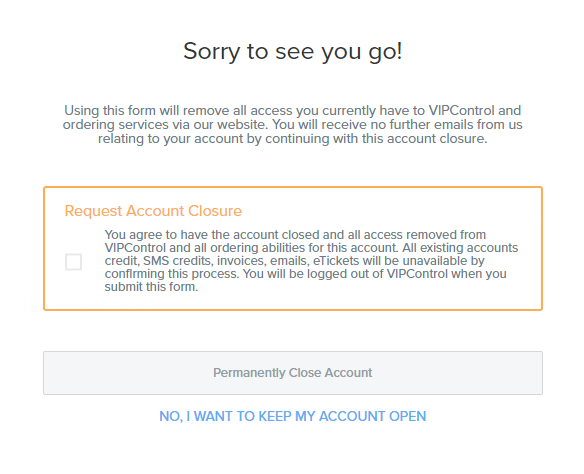 Closing your VentraIP customer account VIPControl VentraIP