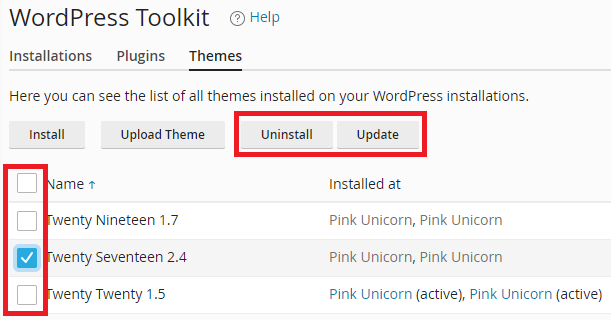 WordPress Toolkit - Manage Themes