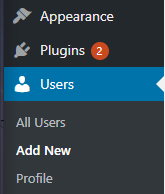WordPress dashboard Add User