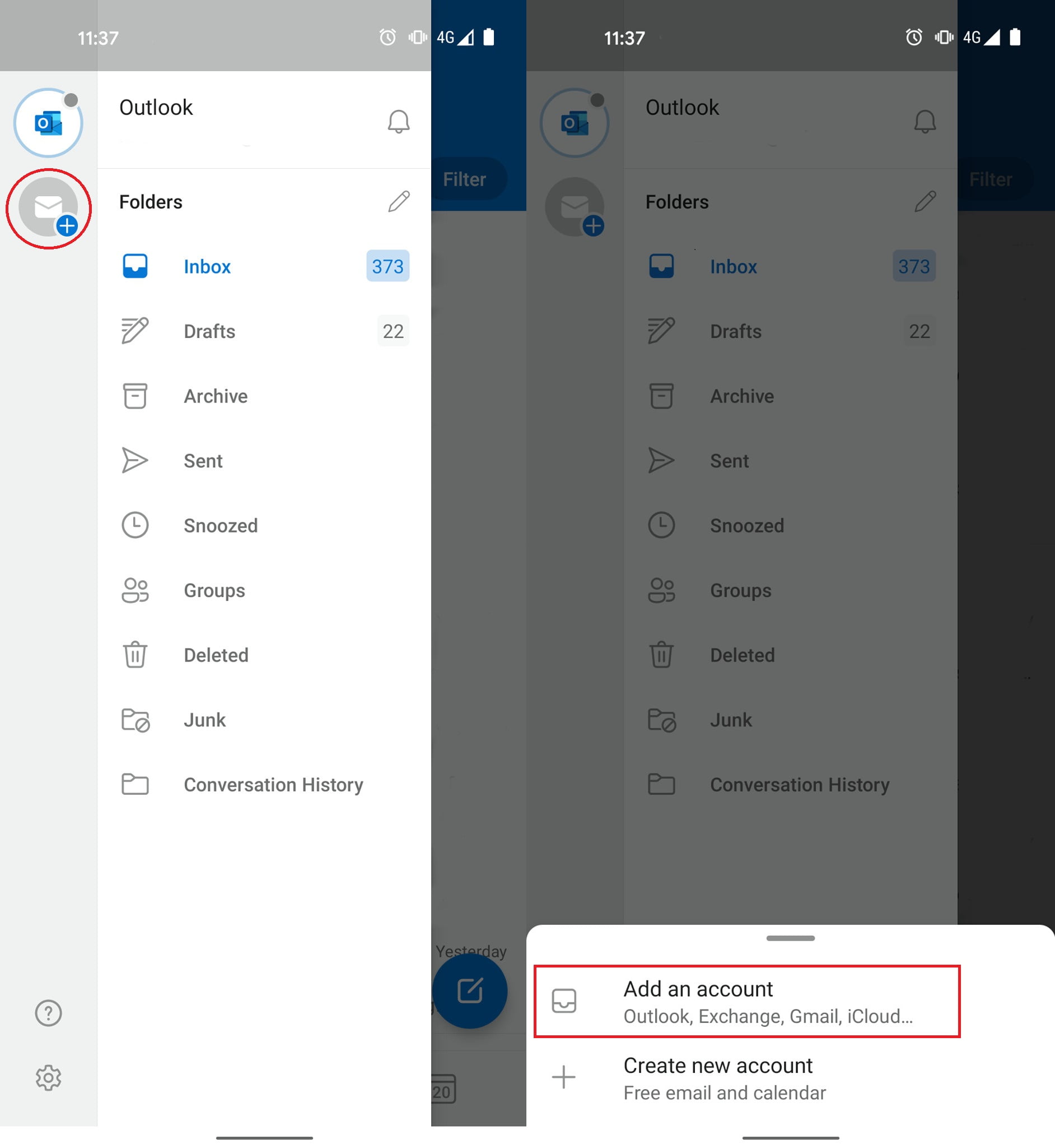 how to add email to outlook on android