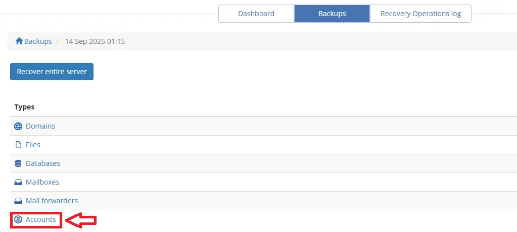 WHM Acronis Accounts