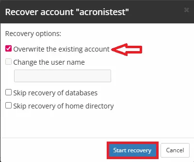 WHM Override existing account.