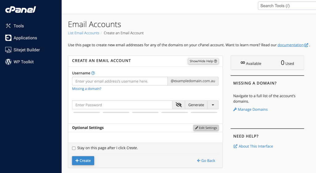 Create Email Account image