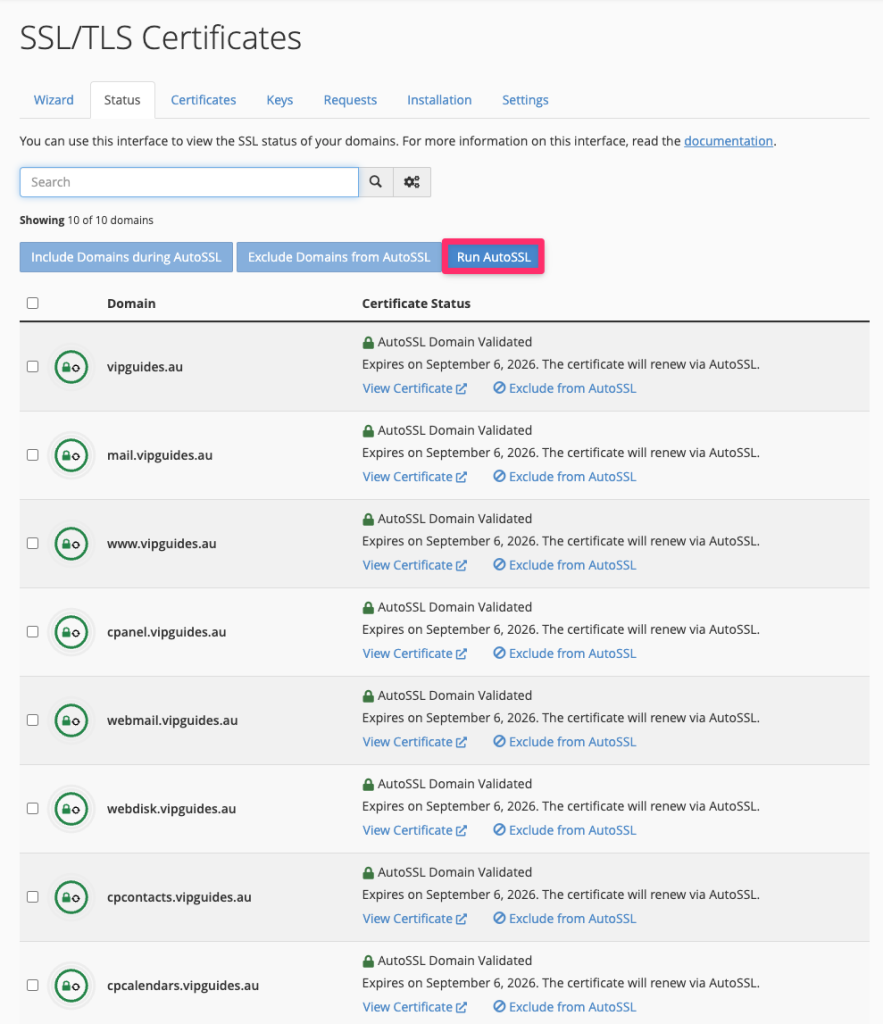 Running AutoSSL