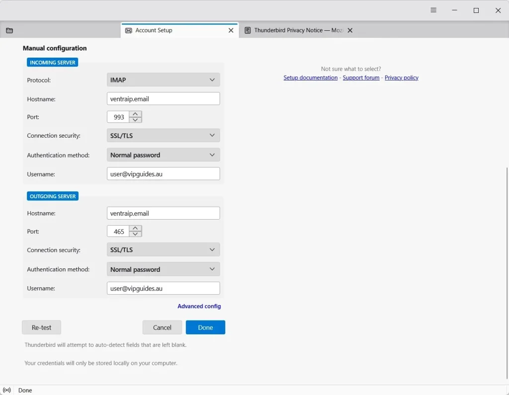 Thunderbird Email Setup 2