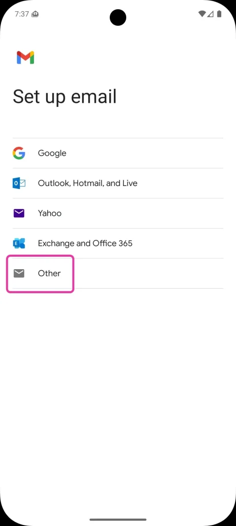 Gmail Android Setup 2
