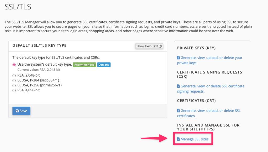 cPanel Sites tool