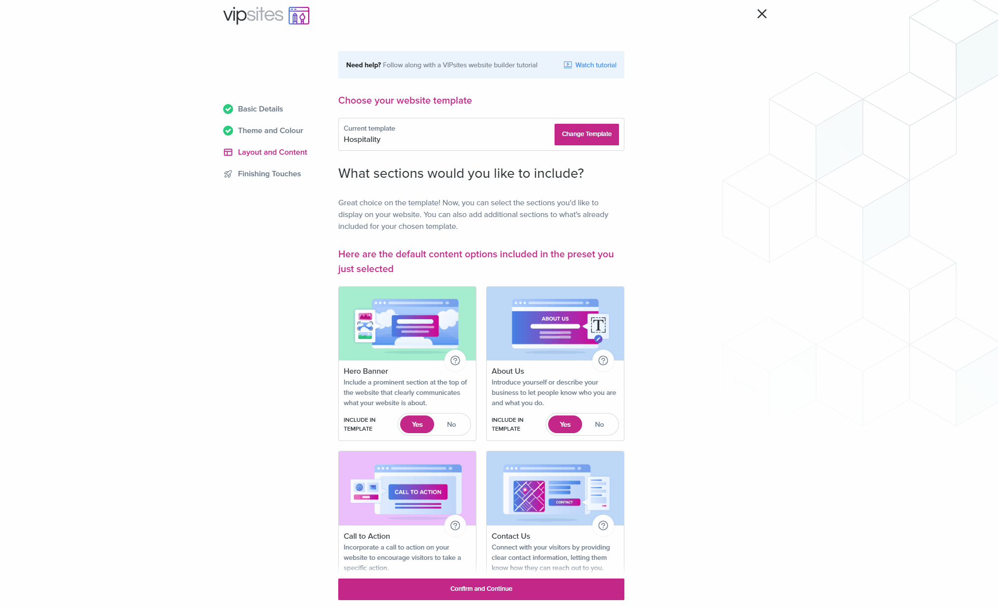 A GIF screen recording showing how to add and remove sections of the website.