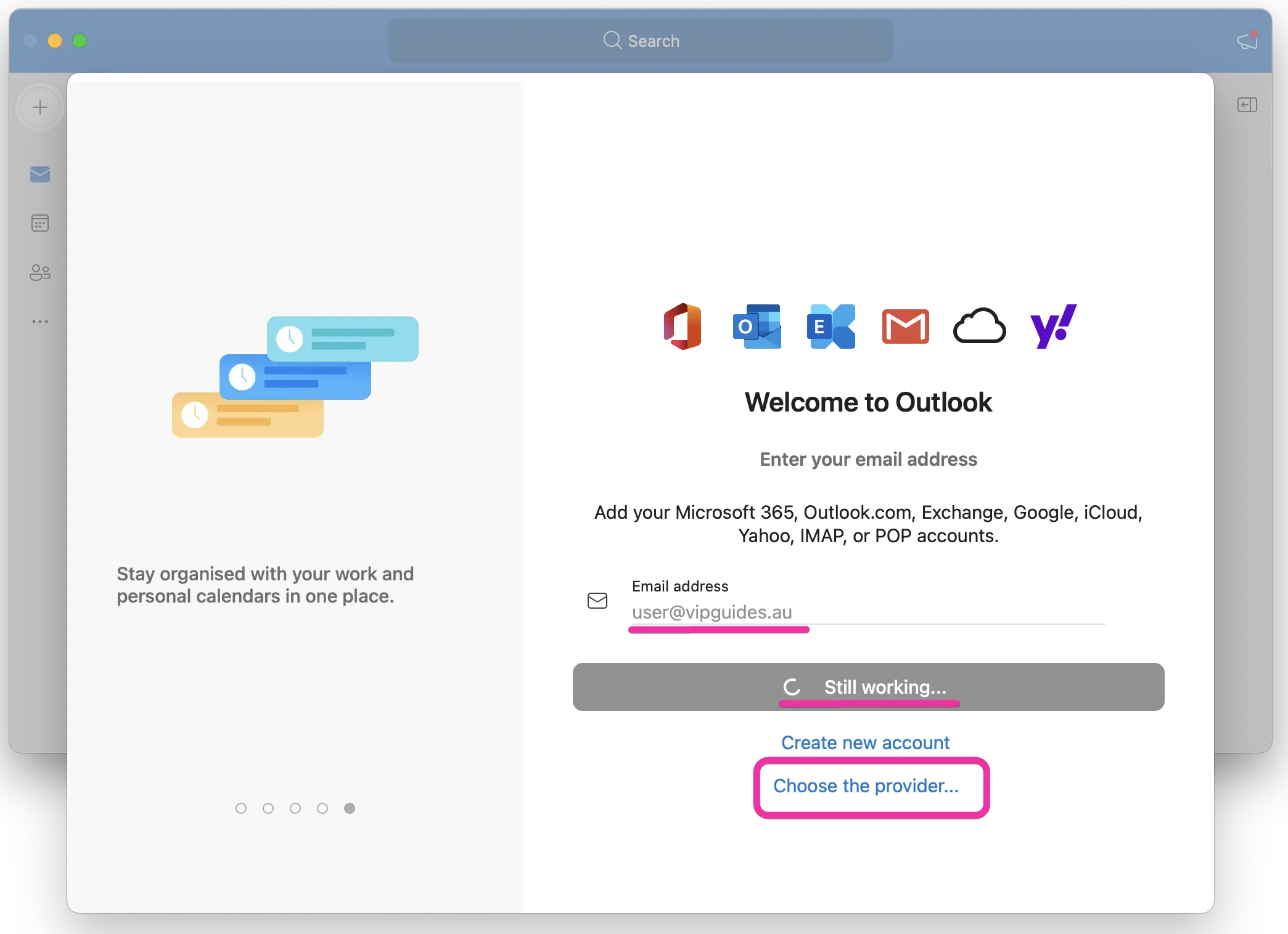 Outlook macOS Add Account Step 1