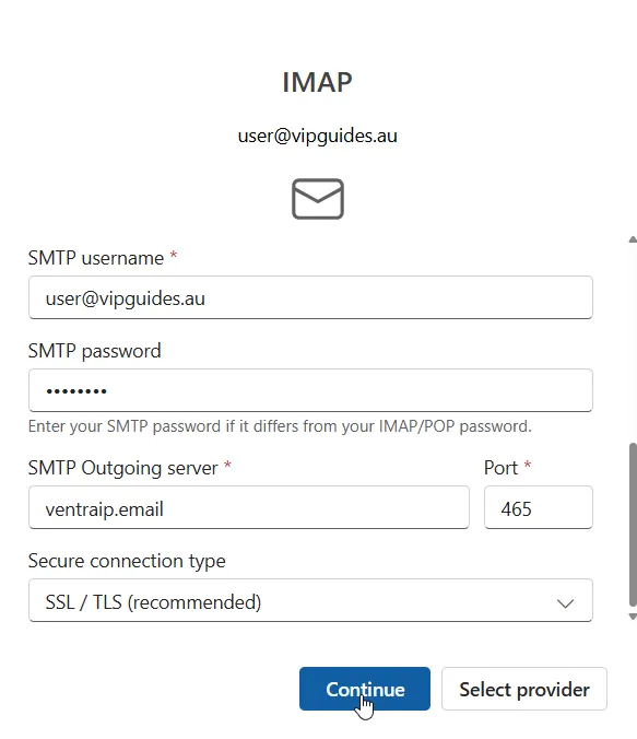 SMTP settings