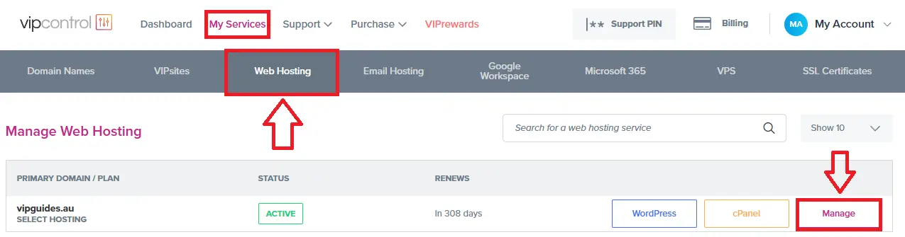 Vipcontrol Cpanel Manage