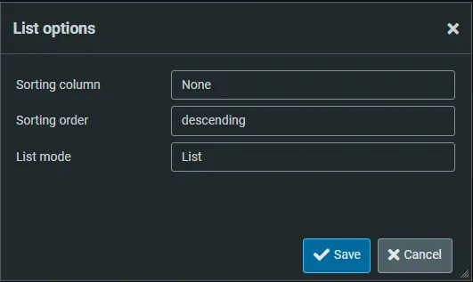 Sort Options