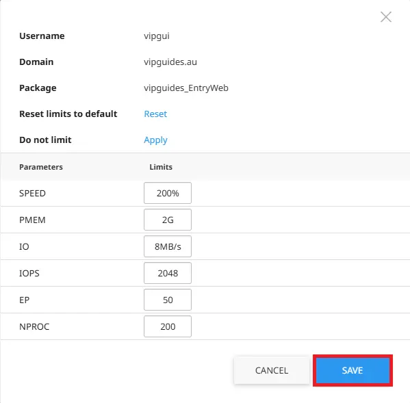WHM Edit User Details