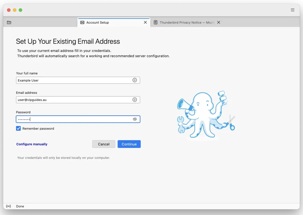 Thunderbird MacOS Email Setup 1