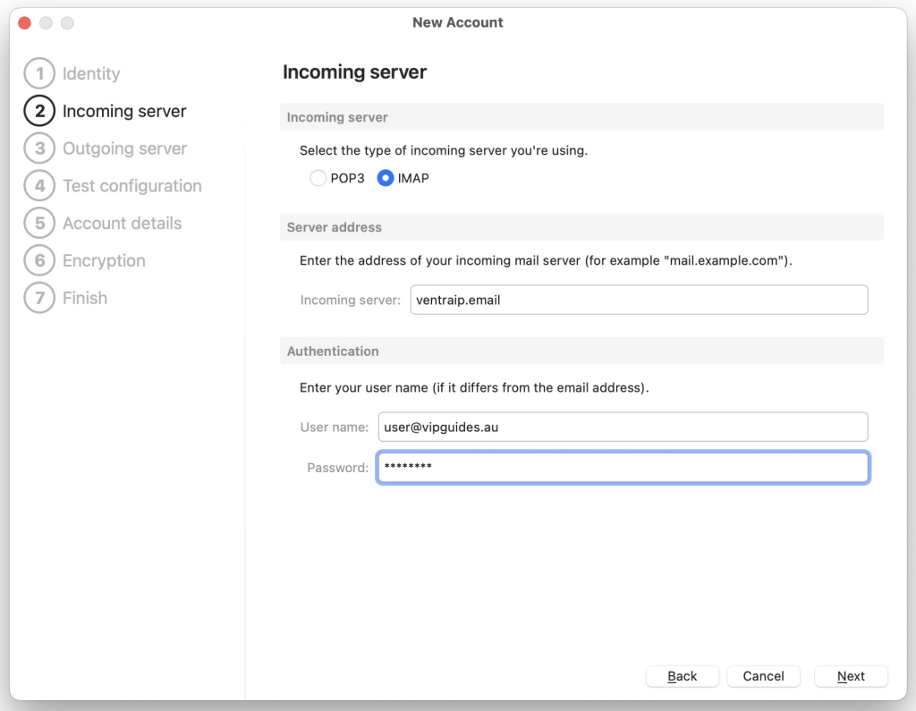 Entering Incoming Settings