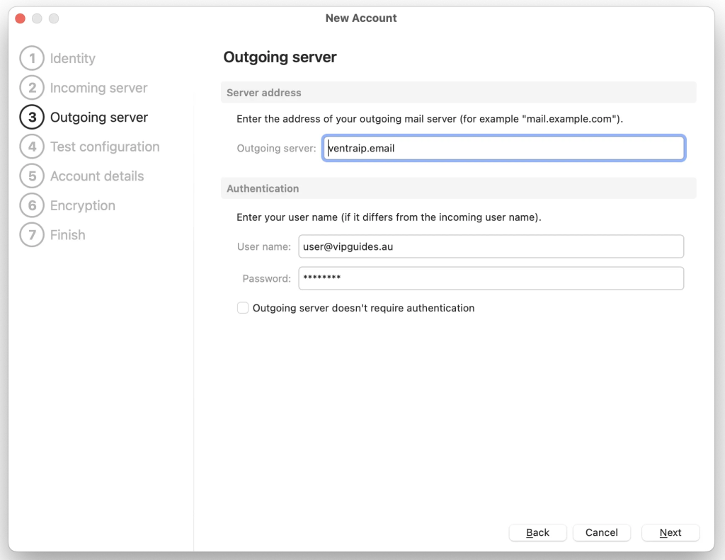 Entering Outgoing Settings
