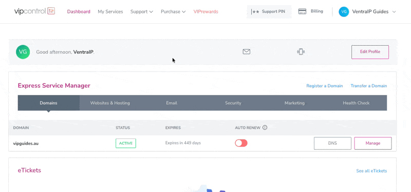 Navigating to Marketing tab