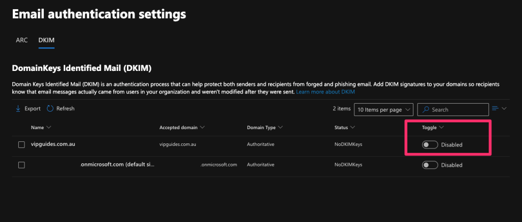Microsoft DKIM Setup 1