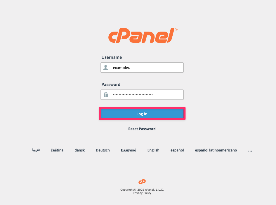 Logging into cPanel 3